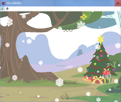 Size: 642x541 | Tagged: safe, artist:alethila, fighting is magic, fighting is magic aurora, background, christmas, christmas tree, cloud, cloudy, fog, holiday, snow, tree
