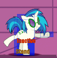 Size: 190x194 | Tagged: safe, artist:alethila, dj pon-3, vinyl scratch, pony, fighting is magic, fighting is magic aurora, g4, background pony, floppy ears, game, game screencap, raised tail, recolor, smiling, solo, standing on two hooves, tail