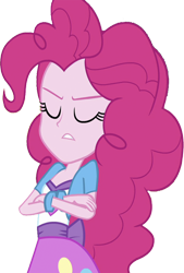 Size: 1707x2520 | Tagged: safe, edit, edited screencap, editor:homersimpson1983, screencap, pinkie pie, human, equestria girls, g4, background removed, bracelet, bust, clothes, crossed arms, eyes closed, female, hair, jewelry, not a vector, shirt, simple background, skirt, solo, teenager, teeth, transparent background, vest