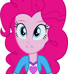 Size: 2306x2520 | Tagged: safe, edit, edited screencap, editor:homersimpson1983, screencap, pinkie pie, human, equestria girls, g4, my little pony equestria girls: friendship games, background removed, breasts, bust, clothes, female, hair, high res, not a vector, shirt, simple background, solo, talking, teenager, teeth, transparent background, vest