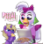 Size: 2000x2050 | Tagged: safe, artist:morello, oc, oc only, oc:hay meadow, bird, chicken, pony, unicorn, animatronic, bow, chica, clothes, commission, crossover, duo, ear piercing, earring, eating, eyeshadow, female, fingerless gloves, five nights at freddy's, five nights at freddy's: security breach, food, glamrock chica, gloves, hair bow, high res, jewelry, lipstick, makeup, mare, open mouth, piercing, pizza, pizza box, simple background, transparent background, ych result