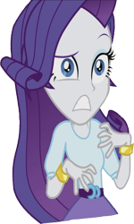Size: 1517x2520 | Tagged: safe, edit, edited screencap, editor:homersimpson1983, screencap, rarity, human, equestria girls, g4, background removed, belt, blouse, bracelet, breasts, bust, clothes, eyebrows, female, fingers, hair, hairpin, hand, jewelry, makeup, not a vector, raised eyebrow, shocked, shocked expression, simple background, skirt, solo, startled, teenager, teeth, transparent background