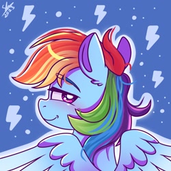Size: 1280x1280 | Tagged: safe, artist:galaxy swirl, rainbow dash, pegasus, pony, g4, bedroom eyes, blushing, cute, dashabetes, eyebrows, eyebrows visible through hair, female, looking at you, looking back, looking back at you, mare, solo, spread wings, wholesome, wings