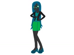 Size: 1024x768 | Tagged: safe, artist:chanyhuman, queen chrysalis, human, equestria girls, g4, description is relevant, equestria girls-ified, high heels, shoes, simple background, solo, story included, vice president, white background
