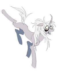 Size: 952x1118 | Tagged: safe, artist:trollfuneral, oc, oc only, oc:hazel hooves, pony, unicorn, colored sketch, concave belly, curved horn, horn, male, quadrupedal, simple background, sketch, snaggletooth, solo, stallion, thin, white background