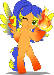 Size: 3604x5000 | Tagged: safe, artist:jhayarr23, oc, oc only, oc:solar aura, pegasus, pony, belly, bipedal, colored wings, commission, commissioner:solar aura, fire, fireball, gradient hooves, gradient wings, pegasus oc, pyromancer, pyromancy, simple background, solo, sorceress, transparent background, wings, ych result