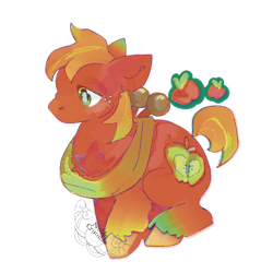 Size: 600x600 | Tagged: safe, artist:noblecrumble, big macintosh, earth pony, pony, g4, apple, food, male, simple background, solo, stallion, transparent background