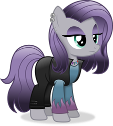 Size: 3599x3984 | Tagged: safe, artist:anime-equestria, maud pie, earth pony, pony, g4, clothes, cute, dyed hair, dyed mane, dyed tail, ear piercing, emo, eyeshadow, female, high res, jacket, jewelry, leather, leather jacket, makeup, mare, maudabetes, necklace, piercing, punk, rock candy necklace, simple background, solo, tail, transparent background, vector