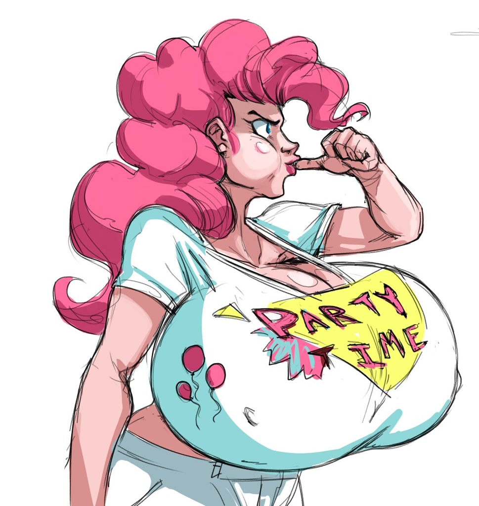 3258117 - suggestive, artist:first-second, pinkie pie, human, g4, big  breasts, blowing, blowing into thumb, breast expansion, breasts, busty  pinkie pie, cartoon physics, erect nipples, female, growth, huge breasts,  humanized, impossibly large breasts,