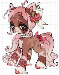 Size: 1622x2048 | Tagged: safe, artist:p0nyplanet, oc, oc only, earth pony, pony, adoptable, bow, choker, female, hair accessory, hair bow, lace, mare, solo, tail, tail bow
