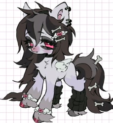 Size: 1872x2048 | Tagged: safe, artist:p0nyplanet, oc, oc only, pegasus, pony, adoptable, chest fluff, clothes, ear piercing, earring, female, hairclip, jewelry, leg warmers, mare, piercing, solo, unshorn fetlocks