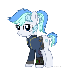 Size: 2449x2449 | Tagged: safe, artist:suramii, oc, earth pony, pony, g4, clothes, female, high res, jumpsuit, mare, simple background, solo, transparent background, vault suit, vector