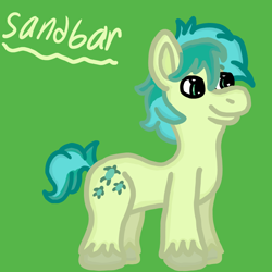 Size: 1000x1000 | Tagged: safe, artist:mintwhistle, sandbar, earth pony, pony, g4, colored hooves, colt, foal, green background, male, medibang paint, simple background, smiling, solo, teenager, unshorn fetlocks