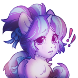 Size: 5000x5000 | Tagged: safe, artist:eltaile, starlight glimmer, unicorn, collaboration:choose your starlight, g4, bow, bust, chest fluff, collaboration, exclamation point, female, hair bow, looking at you, mare, portrait, simple background, solo, tail, tail bow, teary eyes, transparent background