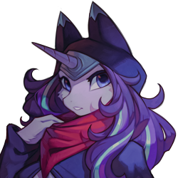 Size: 944x944 | Tagged: safe, artist:hioshiru, starlight glimmer, unicorn, anthro, collaboration:choose your starlight, g4, bust, clothes, collaboration, female, looking at you, portrait, simple background, solo, transparent background