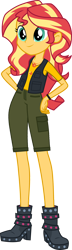 Size: 1280x4436 | Tagged: safe, artist:edy_january, edit, vector edit, sunset shimmer, human, equestria girls, g4, boots, call of duty, call of duty zombies, clothes, denim, geode of empathy, jeans, magical geodes, pants, samuel j stuhlinger, shirt, shoes, simple background, solo, survivor, transparent background, vector, vest