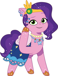 Size: 873x1134 | Tagged: safe, artist:prixy05, pipp petals, pegasus, pony, crystal ball (episode), g5, my little pony: tell your tale, spoiler:g5, spoiler:my little pony: tell your tale, spoiler:tyts01e68, clothes, dress, ear piercing, female, headband, jewelry, mare, necklace, piercing, simple background, smiling, solo, transparent background, vector