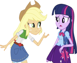 Size: 3062x2520 | Tagged: safe, edit, edited screencap, editor:homersimpson1983, screencap, applejack, twilight sparkle, human, equestria girls, g4, background removed, duo, female, high res, not a vector, simple background, transparent background