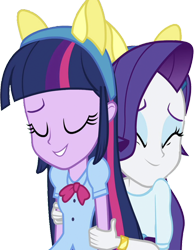 Size: 1960x2520 | Tagged: safe, edit, edited screencap, editor:homersimpson1983, screencap, rarity, twilight sparkle, human, equestria girls, g4, background removed, duo, female, not a vector, simple background, transparent background