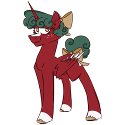 Size: 900x900 | Tagged: safe, artist:fuckomcfuck, oc, oc only, oc:mistletoe, alicorn, pony, bow, freckles, hair bow, simple background, solo, tail, tail bow, transparent background
