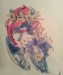 Size: 500x594 | Tagged: safe, artist:swollenbabyfat, oc, oc only, pegasus, pony, female, floral head wreath, flower, mare, traditional art