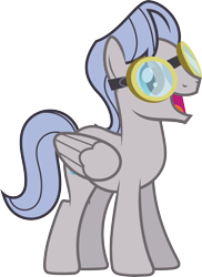 Size: 5227x7170 | Tagged: safe, artist:starryshineviolet, pegasus, pony, g4, hurricane fluttershy, absurd resolution, aviator goggles, goggles, happy, male, open mouth, silverwing (character), simple background, solo, stallion, transparent background, vector