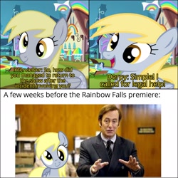 Size: 2048x2048 | Tagged: safe, edit, edited screencap, screencap, derpy hooves, pegasus, pony, g4, rainbow falls, derpygate, female, high res, mare, rainbow falls (location), saul goodman