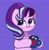 Size: 2024x2048 | Tagged: safe, artist:kittyrosie, starlight glimmer, pony, unicorn, g4, blushing, chocolate, cute, female, food, glimmerbetes, high res, hot chocolate, looking at you, mare, marshmallow, purple background, signature, simple background, smiling, smiling at you, solo