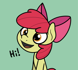 Size: 2048x1848 | Tagged: safe, artist:ewoudcponies, apple bloom, earth pony, pony, g4, female, filly, foal, green background, hi, open mouth, simple background, solo