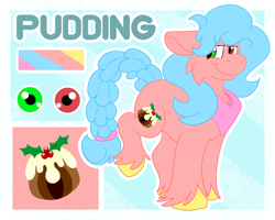 Size: 2500x2000 | Tagged: safe, artist:euspuche, oc, oc:pudding shimmer age, earth pony, heterochromia, high res, looking back, reference sheet, smiling