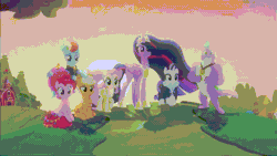 Size: 1280x720 | Tagged: safe, edit, edited screencap, screencap, applejack, fluttershy, pinkie pie, rainbow dash, rarity, spike, twilight sparkle, alicorn, earth pony, pegasus, pony, unicorn, g4, the last problem, absurd file size, animated, book, book of harmony, closing logo, columbia pictures, end of g4, end of ponies, female, gigachad spike, just like geoffrey, logo, male, mane seven, mane six, mare, meme, older, older applejack, older fluttershy, older mane seven, older mane six, older pinkie pie, older rainbow dash, older rarity, older spike, older twilight, older twilight sparkle (alicorn), princess twilight 2.0, the end, twilight sparkle (alicorn)