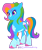 Size: 1207x1448 | Tagged: safe, artist:caffeinatedcarny, rainbow dash (g3), earth pony, pony, g3, coat markings, concave belly, markings, multicolored eyes, redesign, simple background, slender, smiling, solo, thin, transparent background, unshorn fetlocks
