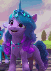 Size: 385x536 | Tagged: safe, screencap, izzy moonbow, misty brightdawn, pony, unicorn, g5, my little pony: make your mark, my little pony: make your mark chapter 6, secrets of starlight, spoiler:g5, spoiler:my little pony: make your mark, spoiler:my little pony: make your mark chapter 6, spoiler:mymc06e04, animated, cropped, cute, ear flick, female, gif, i watch it for the ears, izzybetes, mare, rebirth misty