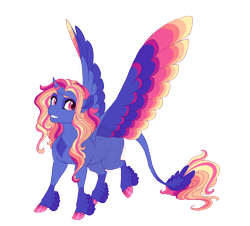 Size: 4200x3800 | Tagged: safe, artist:gigason, oc, oc only, oc:sunlight trail, alicorn, pony, alicorn oc, coat markings, colored hooves, colored wings, colored wingtips, curved horn, feathered fetlocks, gradient hooves, horn, leg feathers, leonine tail, magenta eyes, magical lesbian spawn, mare, multicolored wings, nonbinary, obtrusive watermark, offspring, parent:rainbow dash, parent:twilight sparkle, parents:twidash, raised hoof, simple background, socks (coat markings), solo, spread wings, standing, striped horn, tail, tail feathers, transparent background, watermark, wings