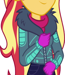 Size: 2177x2520 | Tagged: safe, edit, edited screencap, editor:homersimpson1983, screencap, sunset shimmer, human, equestria girls, g4, background removed, clothes, female, high res, not a vector, simple background, solo, transparent background, winter outfit