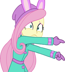 Size: 2291x2520 | Tagged: safe, edit, edited screencap, editor:homersimpson1983, screencap, fluttershy, human, equestria girls, g4, background removed, clothes, female, frown, high res, not a vector, pointing, simple background, skinny, solo, thin, transparent background, winter outfit