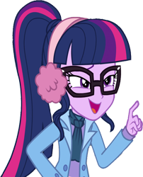 Size: 2041x2520 | Tagged: safe, edit, edited screencap, editor:homersimpson1983, editor:mrtoonlover83, screencap, sci-twi, twilight sparkle, human, equestria girls, g4, background removed, clothes, earmuffs, glasses, high res, not a vector, simple background, solo, transparent background, winter outfit