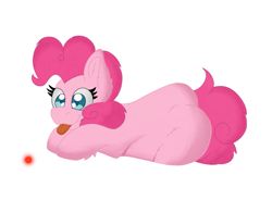 Size: 2323x1712 | Tagged: safe, artist:cinematic-fawn, pinkie pie, earth pony, pony, g4, behaving like a cat, cute, diapinkes, female, laser pointer, lying down, mare, prone, simple background, smiling, solo, tongue out, white background