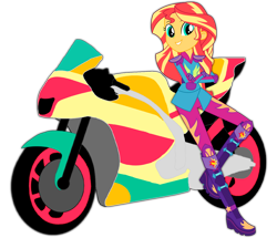 Size: 968x833 | Tagged: safe, sunset shimmer, human, equestria girls, g4, my little pony equestria girls: friendship games, female, motogp, motorcross, motorcycle, motorsport, race, race swap, racer, racing, simple background, solo, sports, transparent background