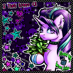 Size: 2039x2039 | Tagged: safe, artist:sweetpea-and-friends, phyllis, starlight glimmer, pony, unicorn, g4, choker, clothes, ear piercing, emo, high res, leg warmers, marespace, myspace, philodendron, piercing, scene, solo