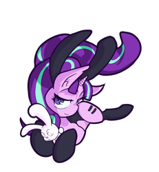 Size: 4844x5241 | Tagged: safe, artist:kizupoko, starlight glimmer, pony, unicorn, g4, bunny ears, bunny suit, cel shading, clothes, equal cutie mark, evil starlight, female, mare, plushie, shading, simple background, solo, stockings, thigh highs, transparent background