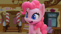 Size: 1920x1080 | Tagged: safe, screencap, pinkie pie, earth pony, pony, cake off, g4.5, my little pony: stop motion short, cute, smiling, solo, sugarcube corner