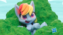 Size: 1920x1080 | Tagged: safe, screencap, rainbow dash, pegasus, pony, diy with my little pony - carving contest, g4.5, my little pony: stop motion short, cute, hasbro, hasbro logo, logo, smiling, solo