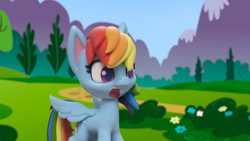 Size: 1920x1080 | Tagged: safe, screencap, rainbow dash, pegasus, pony, g4.5, my little pony: stop motion short, volleyball game between rainbow dash and applejack, cute, shocked, solo