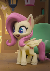 Size: 763x1080 | Tagged: safe, edit, edited screencap, screencap, fluttershy, pegasus, pony, g4, g4.5, my little pony: stop motion short, valentine's day card (short), cropped, cute, fluttershy's cottage (interior), smiling, solo