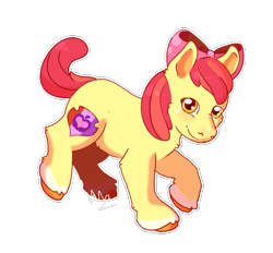 Size: 1429x1324 | Tagged: safe, artist:anauddball, apple bloom, earth pony, pony, g4, chest fluff, female, filly, foal, looking at you, simple background, smiling, smiling at you, solo, transparent background, unshorn fetlocks