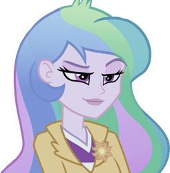 Size: 2483x2520 | Tagged: safe, edit, edited screencap, editor:homersimpson1983, screencap, princess celestia, principal celestia, human, equestria girls, g4, background removed, eyebrows, female, high res, not a vector, raised eyebrow, simple background, solo, transparent background