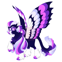 Size: 3600x3600 | Tagged: safe, artist:gigason, oc, oc only, oc:star stream, pegasus, pony, chest fluff, chin fluff, cloven hooves, coat markings, colored eyelashes, colored hooves, colored wings, facial markings, gradient hooves, gradient mane, gradient tail, high res, leonine tail, lidded eyes, magical lesbian spawn, multicolored wings, nonbinary, offspring, parent:oc:raven wing, parent:twilight sparkle, parents:canon x oc, pegasus oc, ponytail, purple eyelashes, purple eyes, raised hoof, simple background, snip (coat marking), socks (coat markings), solo, spread wings, star (coat marking), tail, transparent background, unshorn fetlocks, wings