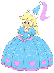 Size: 1024x1366 | Tagged: safe, artist:rarity525, applejack, human, equestria girls, g4, adorasexy, applejack also dresses in style, beautiful, clothes, cute, dress, ear piercing, froufrou glittery lacy outfit, gloves, gown, hat, hennin, jackabetes, jewelry, long gloves, necklace, piercing, pigtails, pretty, princess, princess applejack, puffy sleeves, sexy, simple background, transparent background
