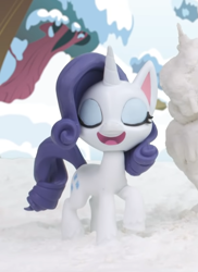 Size: 589x808 | Tagged: safe, screencap, rarity, pony, unicorn, g4, g4.5, my little pony: stop motion short, snow pony contest (short), cute, smiling, snow, solo